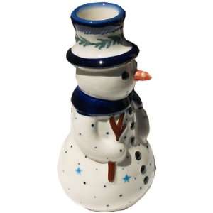  Polish Pottery Snowman with Candlestick Holder 1409 du69 