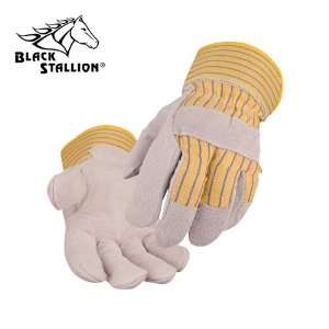 Black Stallion 3B Split Cowhide Leather Palm Gloves   Short Cuff 