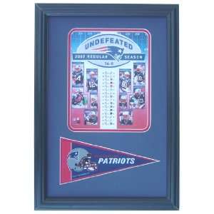 2007 New England Patriots 16 0 Photograph with Team Pennant in a 12 x 
