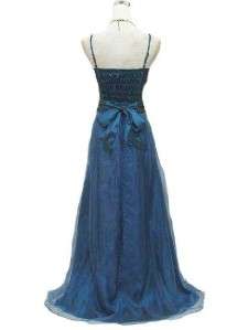   NWT Cherlone Blue Satin Beaded MOB/ Formal Evening Gown B2908  