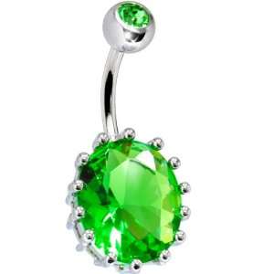  August 13mm Oval Solitaire Birthstone Belly Ring Jewelry