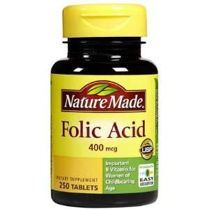  Nature Made Folic Acid 400 mcg Tabs, 250 ct (Pack of 5 