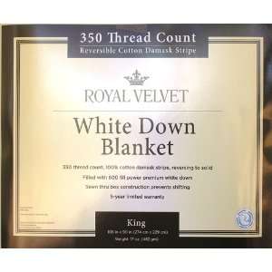 Down Blanket, Slate Color Reversible Cotton Damsk Stripe, White Down 