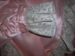 Vtg 30s 40s Victorian Pink High Gloss Liquid Satin Robe Tambour French 