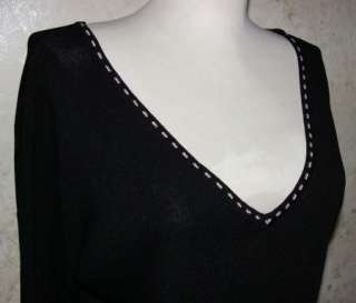 ALBERTO MAKALI SZ XL Black V Neck Long Sleeve Knit Top Shirt  