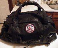 AUTHENTIC MLB BOSTON RED SOX BLACK LEATHER DUFFEL BAG  