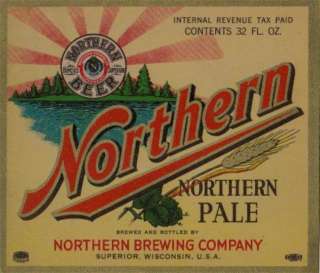 BEER LABEL Circa 1920 Northern Pale Superior Wisconsin  