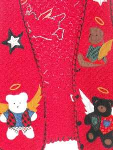   CHRISTMAS Sharon Young Sweater Vest Teddy Bear Siz e Medium  