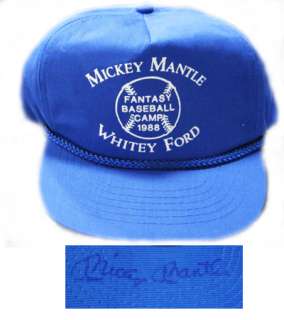   Hand Signed Whitey Ford/Mickey Mantle Fantasy Camp Hat Cap COA  