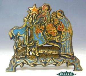 Vintage Brass Jesus Birth Napkin Holder Israel 1950s  