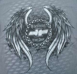 GM Chevy Chevrolet Wings Live Fast T Shirt Gray NWT  