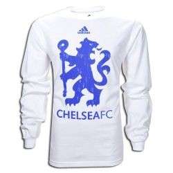   Original adidas CHELSEA FC Long Sleeve Large Badge / Crest Fan Shirt