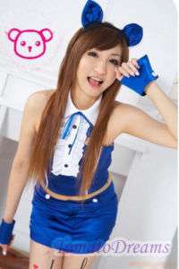 New Japanese blue wild kitty cat cosplay costume set  