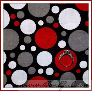   Gray Red Black White Circle Polka DOT Multi Cotton Baby Spot FQ  