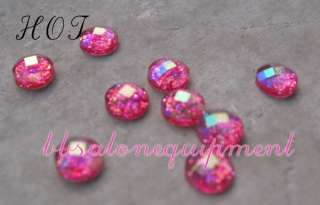 Hot Pink Glitter Rhinestones Nail Art Design Manicure  