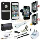   Stand Hard Case+Accessory Bundle 15X Charger Pouch For iPhone 4 4G 4S