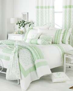 SHABBY GREEN EMBROIDERED CHIC KING SIZE DUVET SET  