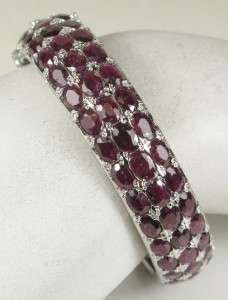 HiEnd 45.00ctw Genuine Thailand Ruby Sterling Silver Bracelet 30.2g 6 