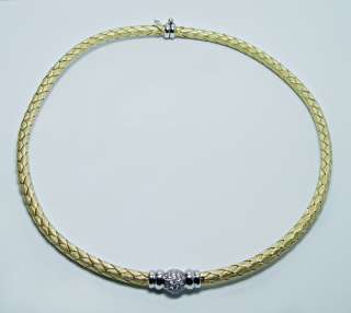 ITALY Diamond Fancy Collar Necklace 18K Gold Estate Jewelry Heavy 31 