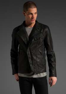 ORTHODOX Brando Leather Jacket in Blackened Blue  