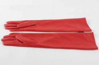 50cm(19.6) long real leather evening gloves*bright red  