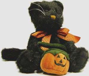 Boyds Pepper B Scaredycat Halloween Cat plush pumpkin  