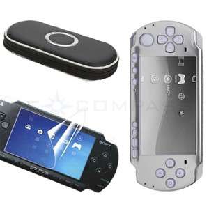 Silver Skin Case+Bag+Screen Protector For Sony PSP 3000  