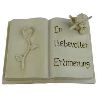 Grabschmuck Trauerbuch Grabdekoration Rose und Engel Gedenkbuch 