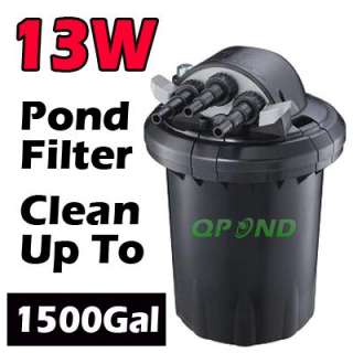 Compact 1500 Gallon Pressure 13W UVC Fish Pond Bio Filter Easy 