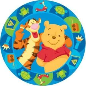 Kinderteppich rund Disney Winnie Pooh und Tigger blau  