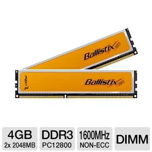 Crucial BL2KIT25664BN1608 Ballistix 4GB PC12800 DDR3 Memory Upgrade 