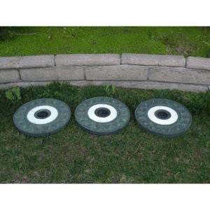 HomeBrite Solar Outdoor Green Round Solar LED Stepping Stone Lights (3 