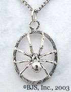 Black Widow Spider Necklace   A red hourglass is on the underside of 