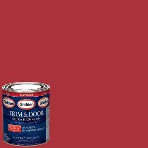 Glidden 1 Qt. Trim & Door Paint Classic Red Interior/Exterior Gloss 