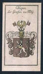 1740   Graf zu Tilly Wappen Kupferstich  