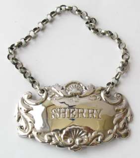 SHERRY LIQUOR DECANTER LABEL TAG STERLING 925 SILVER  