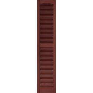 Builders Edge 15 in. x 72 in. Louvered Shutters Pair #027 Burgundy Red 