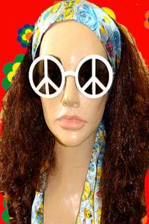 70er Jahre Kult Peace Zeichen Sonnenbrille Hippie Neon  