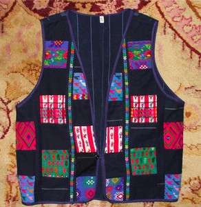 Guatemala boho embroidered vest jacket vest LARGE XL  