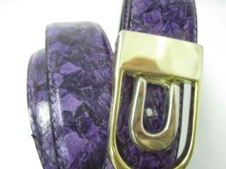 MERMAID LEATHER Purple Gold Thin Leather Belt Size 42  