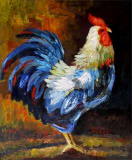 High Q. Heavy Impasto Hand Painted Oil Painting The Rooster 20x24in 
