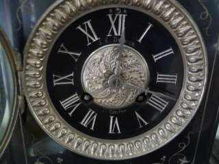 French Japy Freres Marble Clock &Candelabra Switzerland  