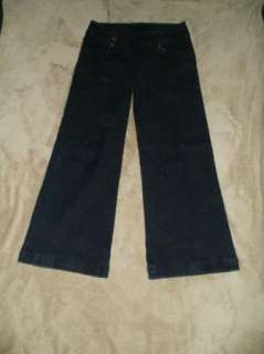 DGH petite 6P LOW rise stretch CUFFED Wide leg dk blue jeans 31x28.5 