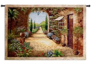 TUSCAN FLORAL ARCH COURTYARD ART TAPESTRY WALL HANGING  