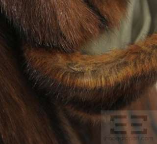 Designer Red Brown & Black Stripe Mink Fur 3/4 Length Swing Coat 