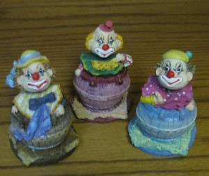 RODEO CLOWNS Resin Figurines NEW, bobble heads 4 high  