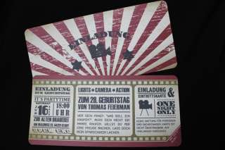 Kino Ticket Einladungskarten für Geburtstag & Hochzeit / Karte 