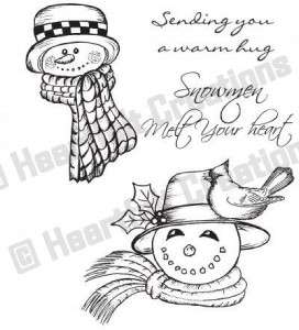 Heartfelt Creations Cling Rubber Stamp Set   Snowmen Melt Your Heart 