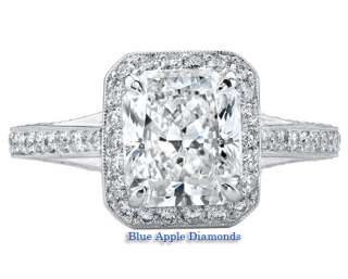 Radiant Cut Halo Pave Setting Diamond Engagement Ring  