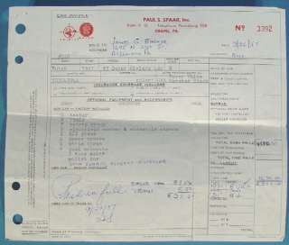 1957 Buick Bill of Sale Invoice Receipt Chapel PA  